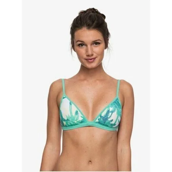 Roxy Green Ready Made Reversible Fixed Tri Bikini Top Size S - Picture 1 of 8
